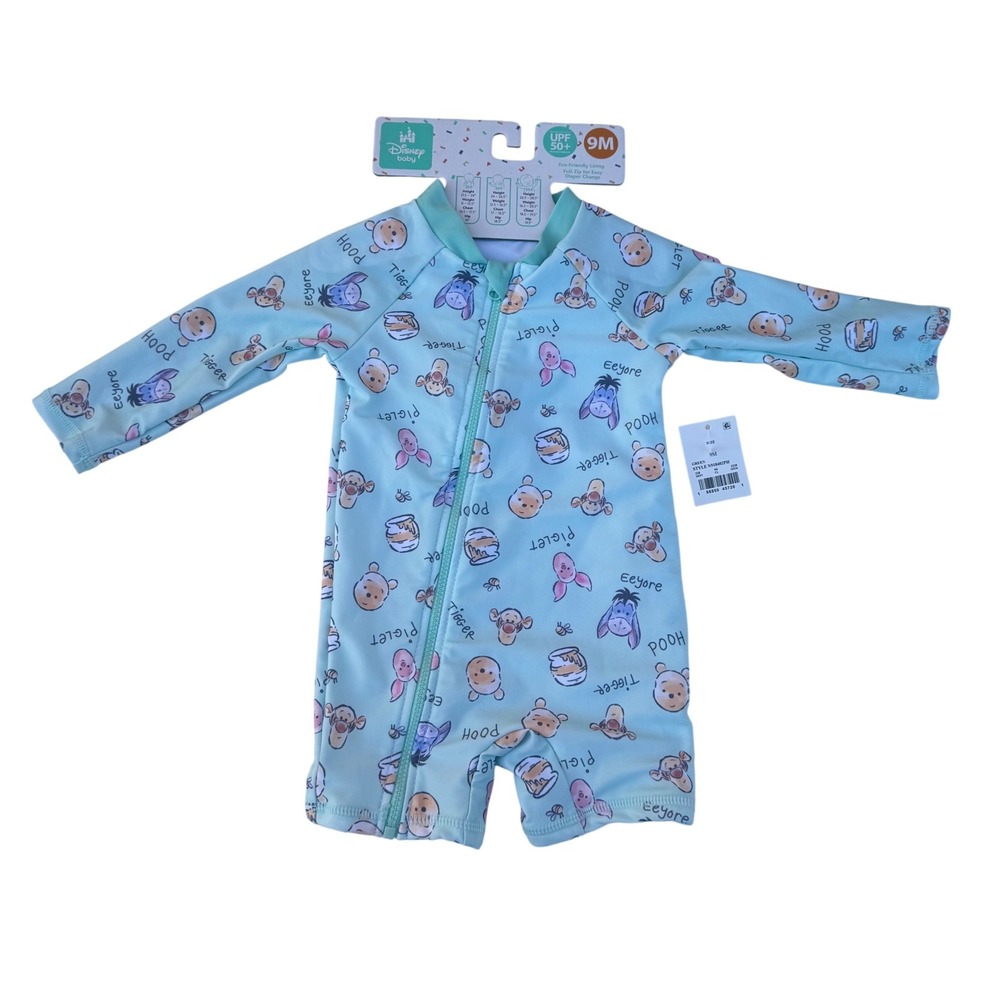 Disney Baby Winnie the Pooh Rashguard Kids 9M Green NWT Zip UPF 50+ N518402PH